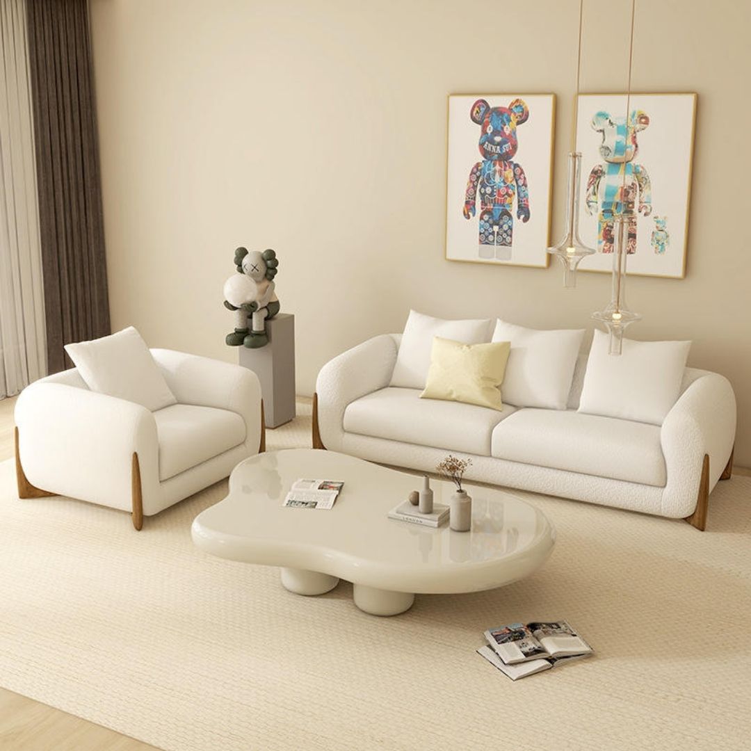 Stella - Elegant bouclényansad designsoffa