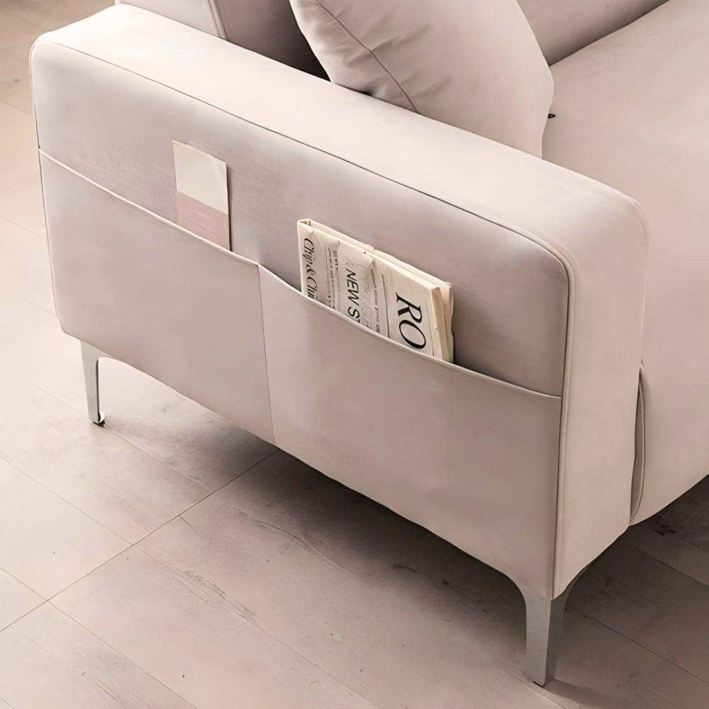 Saga – Minimalistisk schäslongsoffa med elegant puff