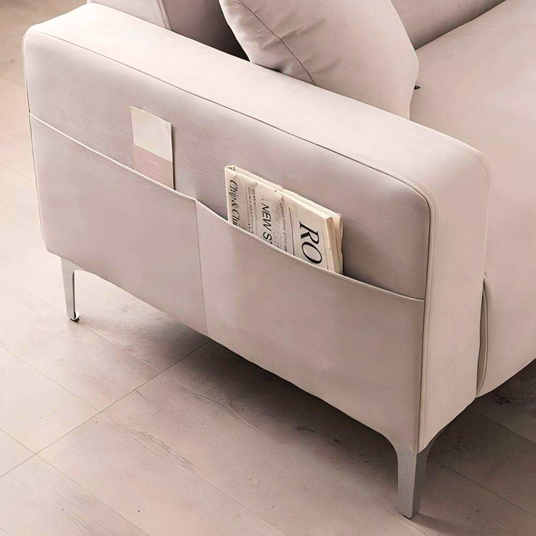 Saga – Minimalistisk schäslongsoffa med elegant puff
